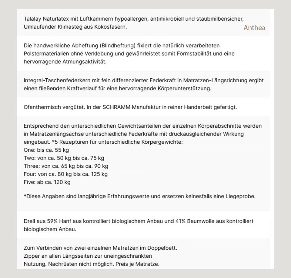 Sengfelder Schramm - Matratze Anthea