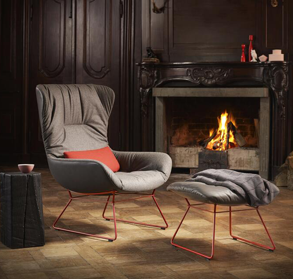 Sengfelder Freifrau - Sessel Leya Wingback Chair mit Hocker - Tellerfuß