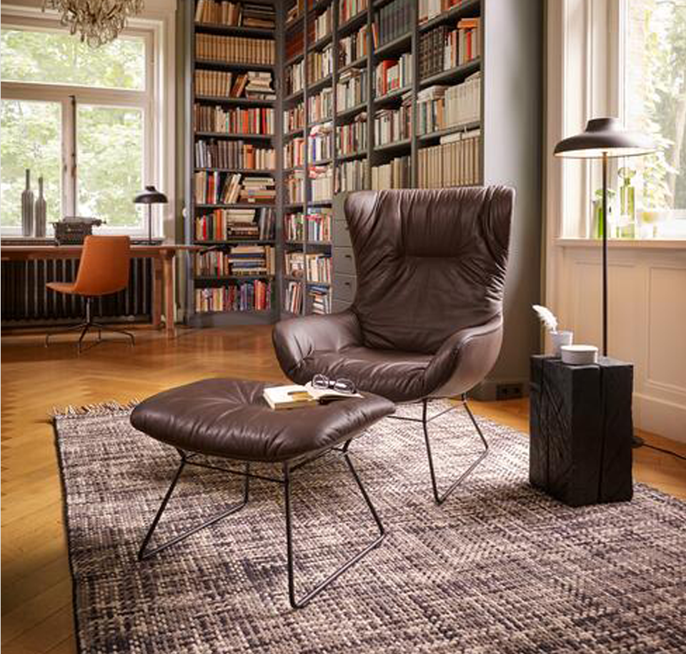 Sengfelder Freifrau - Sessel Leya Wingback Chair mit Hocker - Tellerfuß