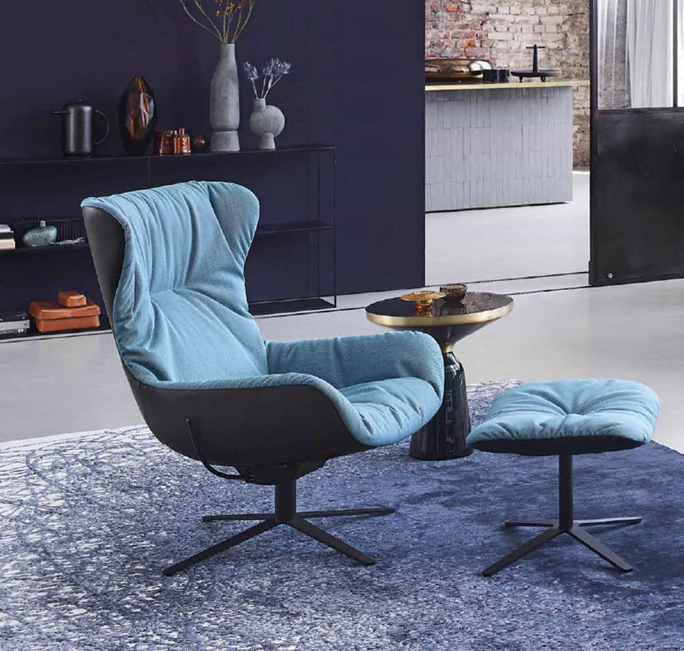 Sengfelder Freifrau - Sessel Leya Wingback Chair mit Hocker - Tellerfuß