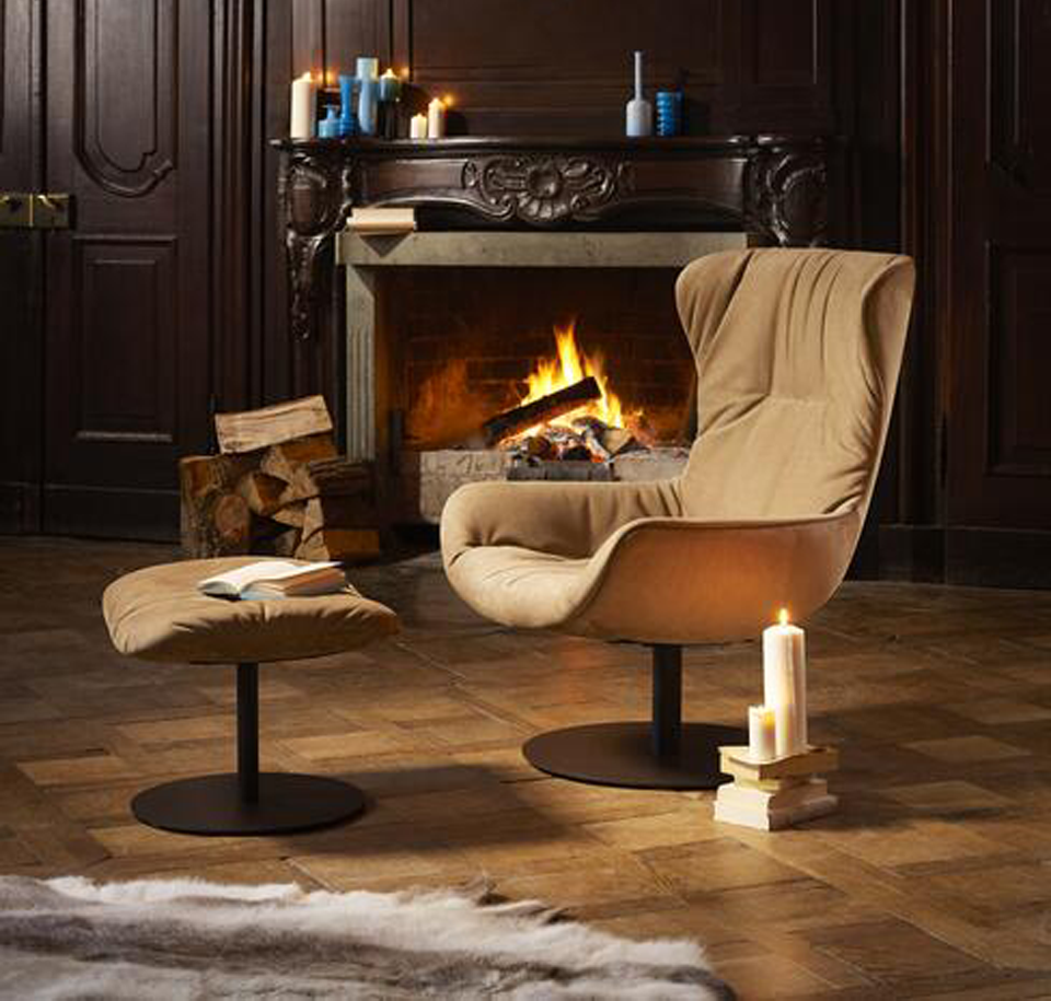 Sengfelder Freifrau - Sessel Leya Wingback Chair mit Hocker - Tellerfuß