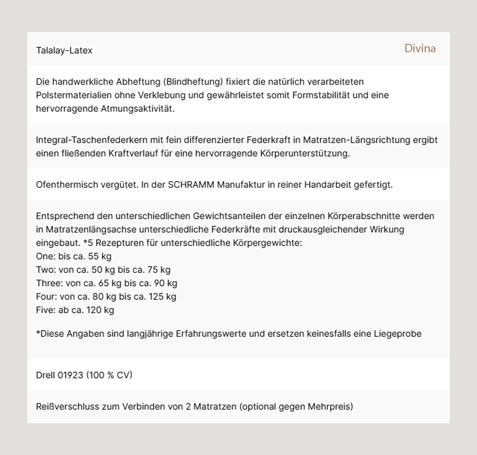 Sengfelder Schramm - Matratze Divina 80