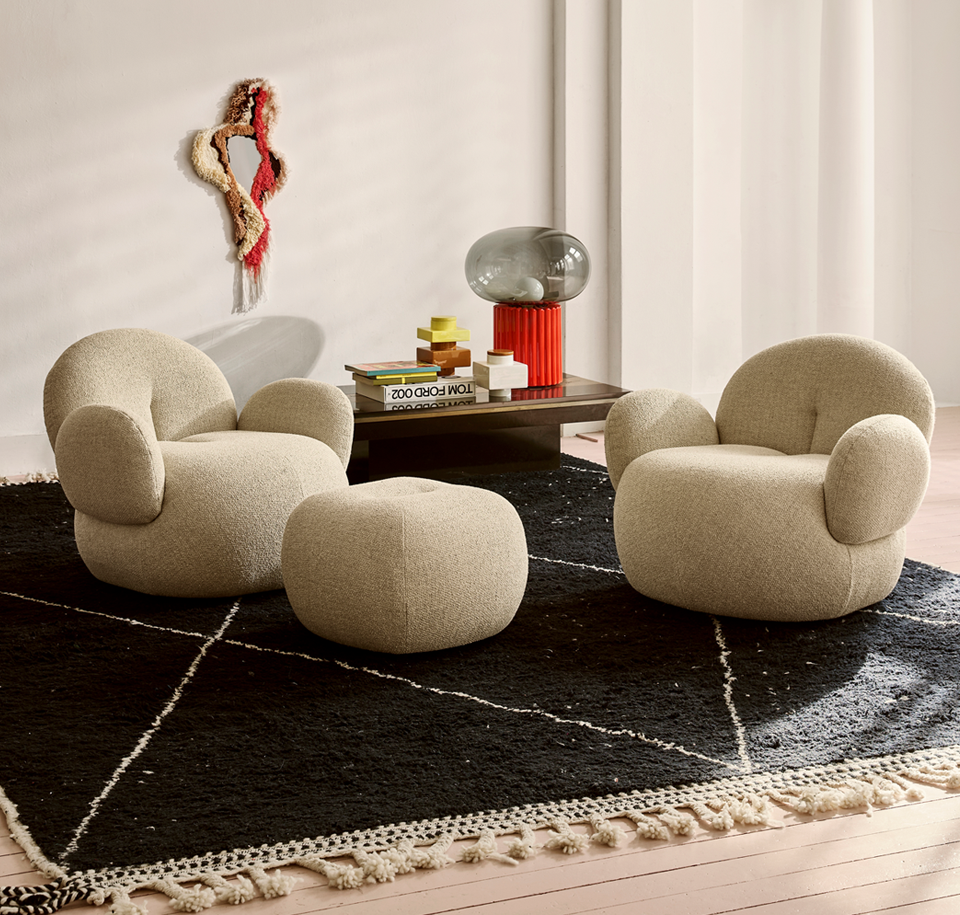 Sengfelder Freifrau - Sessel Nana Love Seat mit Pouf S